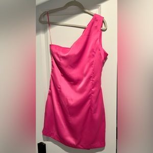 NWT Bright Pink One Shoulder Dress Size L